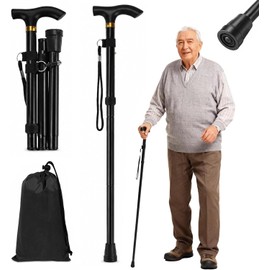 Bastón Plegable Ajustable de Golpes - 5 Alturas (85-95cm),Bastón Plegable de Aluminio Extensible,Bastón Antideslizante Ligero y Portátil para Ancianos,Heridos y Senderismo Apto Unisex