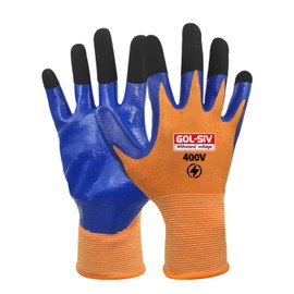 GOL-SIV Electrical Gloves For Men - 400V Low Voltage Insulated Electrician Safety Gloves,Flame Retardant,Arc Resistant,Anti Slip Rubber Work Gloves(Large)