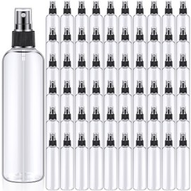 Eccliy 64 Pcs 8 oz Spray Bottles Fine Mist Cleaning Bottles Clear Empty Plastic Travel Sprayer Refillable Sprayer with Cap for Cleaning Solutions Oils Travel Perfumes(Black)