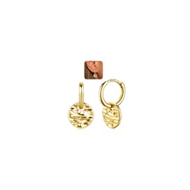 LOLIAS 14K Creolen Gold Ohrringe Silber 925 Hängend Ohrringe Gold Creolen mit Rundem Coin Anhänger Hypoallergene Tropfen Ohrringe für Damen Mädchen