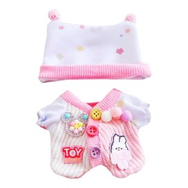 niannyyhouse 10 cm ~ 15 cm 20 cm Plush Doll Clothes Hat Bodysuit Crawling Suit Doll Dressup (Pink - 20 cm)