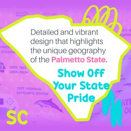 Birdy Boutique South Carolina Map Tapestry – 60" x 39" Educational Wall Hanging for Kids – State Landmarks, Cities & Fun Facts – Lightweight Classroom Tapestry for Preschool, Elementary, Middle School, Kids Room Decor or Homeschool