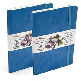 Mypaperworld Watercolour Sketchbook Set of 2 200 g/m² 100% Cotton Acid Free 18 Sheets 19 x 13 cm Hot Pressed Light Blue