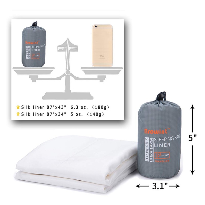 BROWINT Silk Sleeping Bag Liner, Silk Sleep Sack, Extra Wide