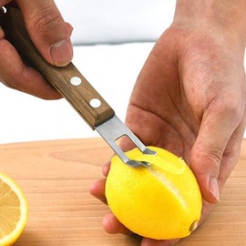 Brown Channel Knife, Lemon Peeler Zester Tool, Wood & Stainless Steel Peeler, Ultra Sharp Lemon Rind Twist Peeler Tool, Kitchen Tool for Lemon Orange Citrus Fruit Grater Graters, Peelers Slicers