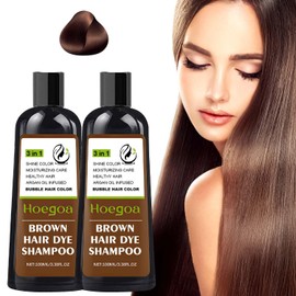 LUSCOR Champú Instant Hair Color para Cabello，Tinte Capilar Champú 3 en 1，Champú para Teñir el Cabello Negro 3 en 1,Coloración a Base en Minutos para Mujeres y Hombres (Brown-2Pcs)