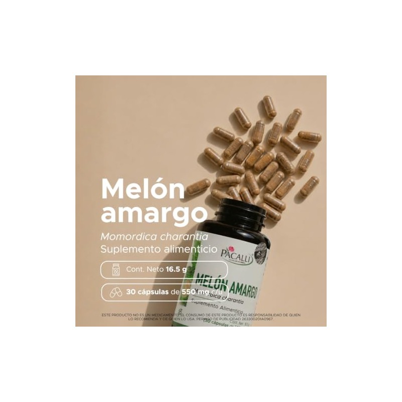 PACALLI Melón Amargo 30 Cápsulas de 550mg - Momordica charantia
