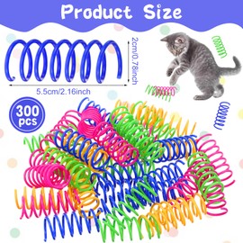 mekueeex 300 Pcs Cat Spring Toy Cat Spiral Toys Interactive for Indoor Colorful Plastic Springs Coil for Kitten Hunting Swatting Biting