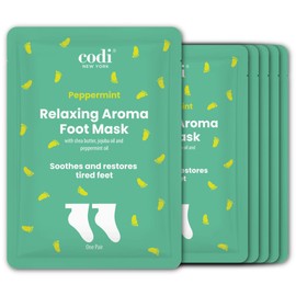Codi New York Relaxing Aroma Foot Mask 6 Pairs | Soothes & Restores Tired, Dry Feet | Hydrating Foot Treatment for Cracked Heels & Rough Skin | Home Spa Pedicure Socks | Made In Korea (Peppermint)