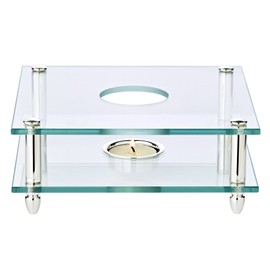 EDZARD Stövchen Carmen (19x19 cm) Glas & Silber - Tee Warmhalteplatte aus Glas, Kaffeewärmer mit Teelicht - Teelichthalter - Warmhalteplatte Teelicht für Kaffeekanne & Teekanne