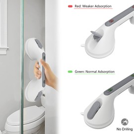 Grab Bars for Seniors, 12 Inch Grab Rail Shower No Drilling Grab Bars for Bathroom, Grab Rail with Suction Cup, Shower Handle, Suction Cup, Mobile Grab Rail Bathroom with Suction Warning for Seniors
