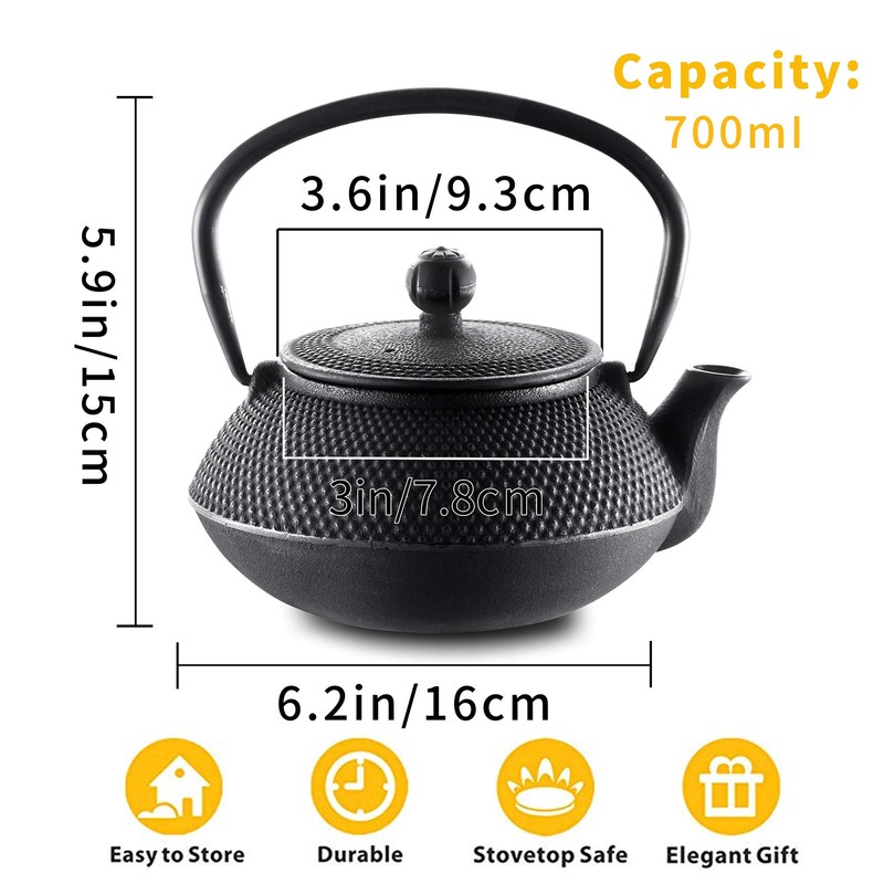 Velaze Cast Iron Teapot Set,Japanese Teapot Heat Preservation with Trivet,Stainless