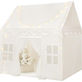 Wilwolfer Play Tent for Kids Indoor - Kids Tent Indoor Toddlers Large Playhouse Toddler Toy Birthday Gift for Boys & Girls Playroom Decor (White Playhouse)