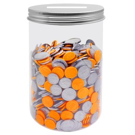 Mczcent Large Coin Bank Jar, Big Clear Plastic Coin Money Tip Change Saving Piggy Jar with Silver Slotted Lid, Large Plastic Coins Piggy Money Change Clear Bank for Adults Teens Kids Girls Boys, XL