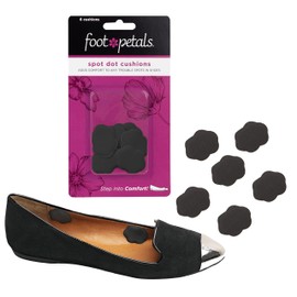 Foot Petals Spot Dot Cushion Scalloped Pressure Point Solution for Blister Relief, Black, Medium
