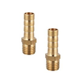 TopHomer 2Pcs BSP Hose Connector Brass Pipe Fitting 10mm Barb x G1/4 Male, Hose Barb Tail Male BSP Thread Connector Joint Copper Coupler Adapter