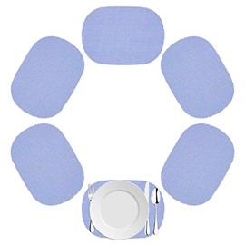Kraftware Fishnet Oval Placemat for Any Outdoor Table, Serenity Blue, Set of 6