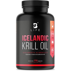 B Life Aceite de Krill | 170 cápsulas | 1000mg de (EPA y DHA) con Astaxantina y Fosfolípidos | Icelandic Krill Oil