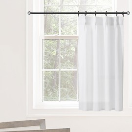 Cortinas blancas de cocina pequeñas de 32 pulgadas de largo, lino transparente, plisado, pero no en cortinas que no se transparentan, para sala de estar, baño