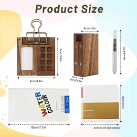 5 Pcs Portable Watercolor Palette - 8 Grids Travel Watercolour Paint Set, Portable Travel Painting Set, Lid Foldable Wooden Palette, Sketchbook Brush Watercolour for Painting Lovers