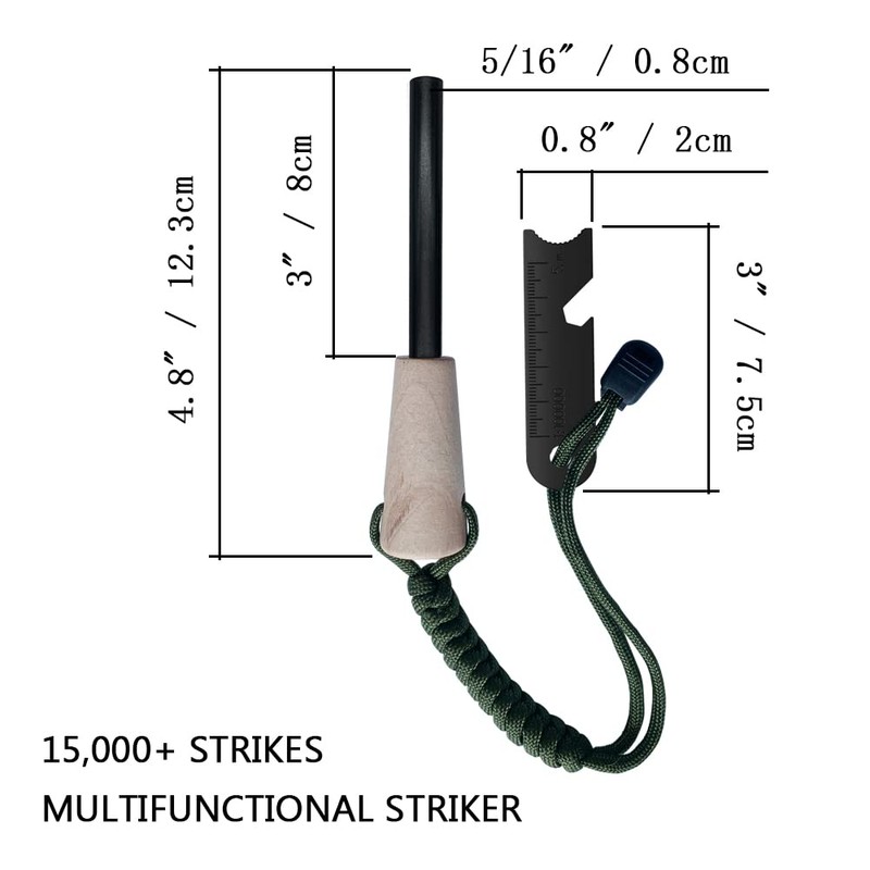 Fire Starter Survival Kit, Larger Ferro Rod with Striker Lanyard