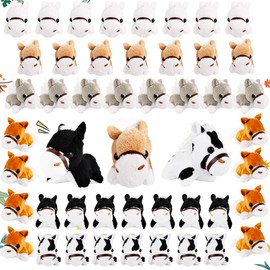 48 Pcs 3.2 Inch Mini Stuffed Horse Animals Toys Plush Horse Animals Horse Party Favors Small Stuffed Horse Keychain for Farm Party Goodie Bag Fillers, 6 Colors