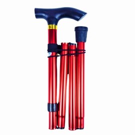 Walking Sticks for men and women, Lightweight Folding with Adjustable Height, Collapsible, Portable, and Sturdy Cane with Non-slip rubber Tip, Ergonomic Handle (Red)