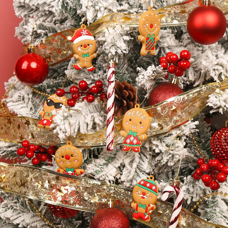 VEYLIN Christmas Gingerbread Ornaments,12 Pack Assorted Ginger Man Clay Figurine