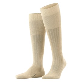 FALKE Men Milano knee-highs, 1 pair, UK size 10-11 (EU 45-46), Beige, cotton mix - Mercerised cotton, ribbed structure, ideal for business looks