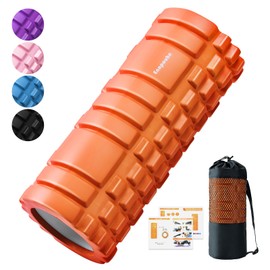Foam Roller, Myofascial Release Roller, Yoga Pole, Training Roller, Muscle Loose, Massage Roller, 13.0 x 5.5 inches (33 x 14 cm) (Orange-2)