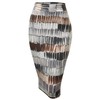 MBJ WB1304 Womens Print Midi Pencil Skirt M Black_Brown
