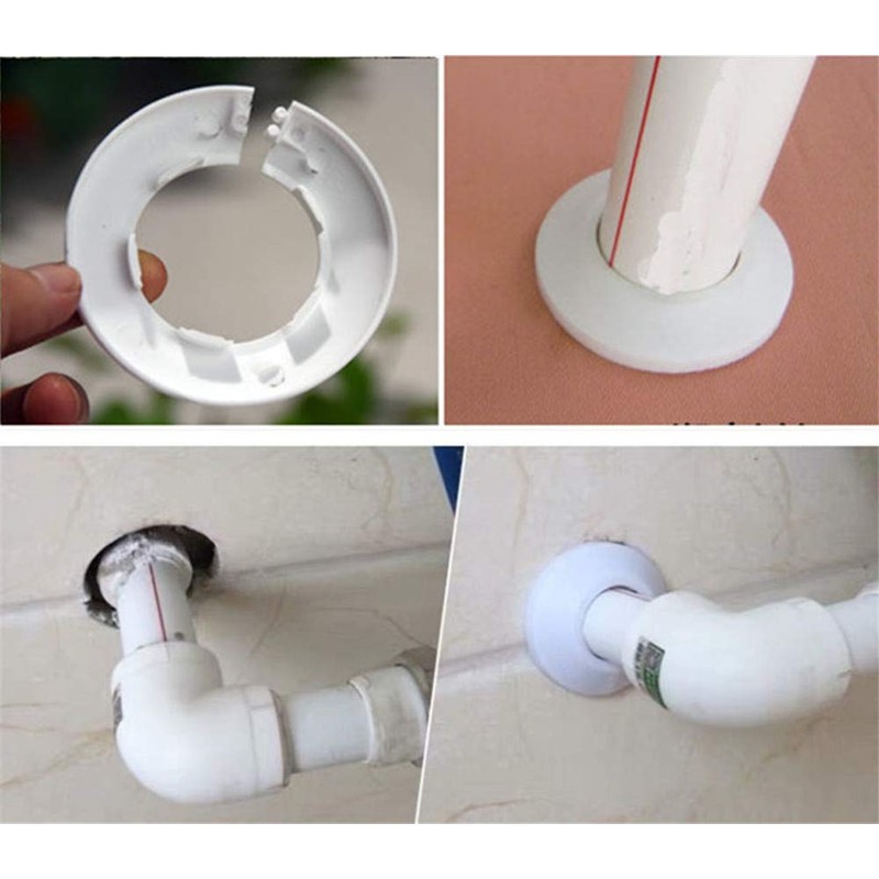 Wall Flange Cover Collars Plastic Radiator Pipe Collars, 4 Pieces,Water
