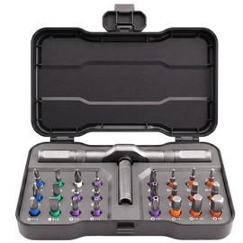 24 in 1 Magnetic Screwdriver Set, Multi Bit Ratcheting Screwdriver Set with Storage Case Repair Tool Kit for Electronics Repair, DIY Projects, Furniture Maintenance, Grey