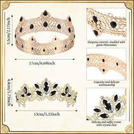 Saintrygo 4 Pcs Homecoming Prince and Homecoming Princess Prom Court Sashes Crowns 80s Prom Tiara Shiny Satin Cosplay (Dark Style)