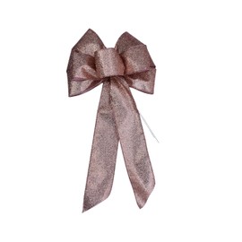 Rose Gold Glitter Glimmer Wired Holiday Wreath Bow (8, Large)