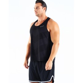 NELEUS Men's Workout Tank Tops Mesh Sleeveless Running Shirts,5161,Black/Black/Black,M
