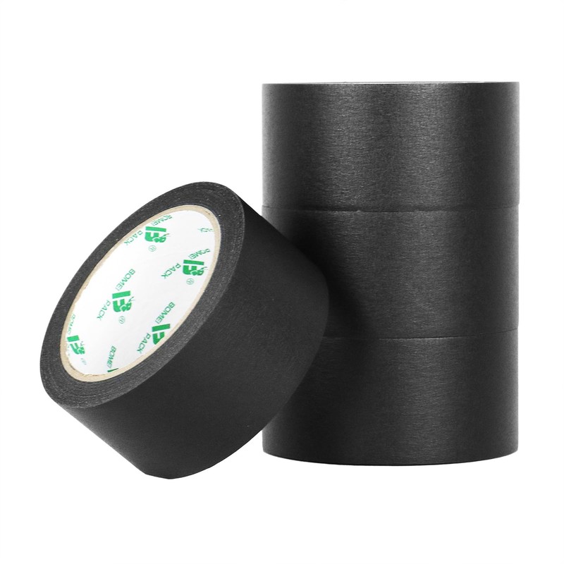 BOMEI PACK 4 Pack Black Painters Tape, 2inch x 30yds,