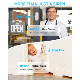 Sanjie Pool Door Alarms for Kids Safety/Home Security/Dementia,Wireless Door Open Alarm,Window Door Alarms Sensors,0-120dB Volume Adjustable,4 Working Modes,2 Sensors 2 Remote Controls