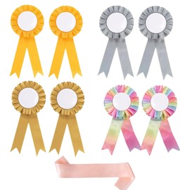 WUSANNA Tournament Bows 8 Pieces Tournament Bow Horse Hobby Horse Rosettes Rosettes for Winners Jewellery Set for Horses in Gold, Silver, Yellow and Rainbow Colours, Suitable for Sports Events