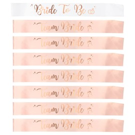 Happyland - Juego de 8 bandas para novia, decoración de despedida de soltera, para dama de honor, letras de papel de aluminio de oro rosa para despedida de soltera y fiesta de boda, rosa dorada, L