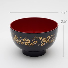 OTSUMAMI TOKYO Sakura Cherry Brossom Pattern Soup Bowl, Tonjiru Cup for Miso Soup, Noodles, Rice bowl, Donburi Dishwasher Safe, Made in Japan (1pc, Small 4.3 x 2.6 in. 12.2 fl oz)