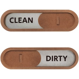 GEEKBEAR Clean Dirty Dishwasher Slider Sign (Brown) - Made with Premium MDF Wood - Wood Slider Indicator with Bold Text