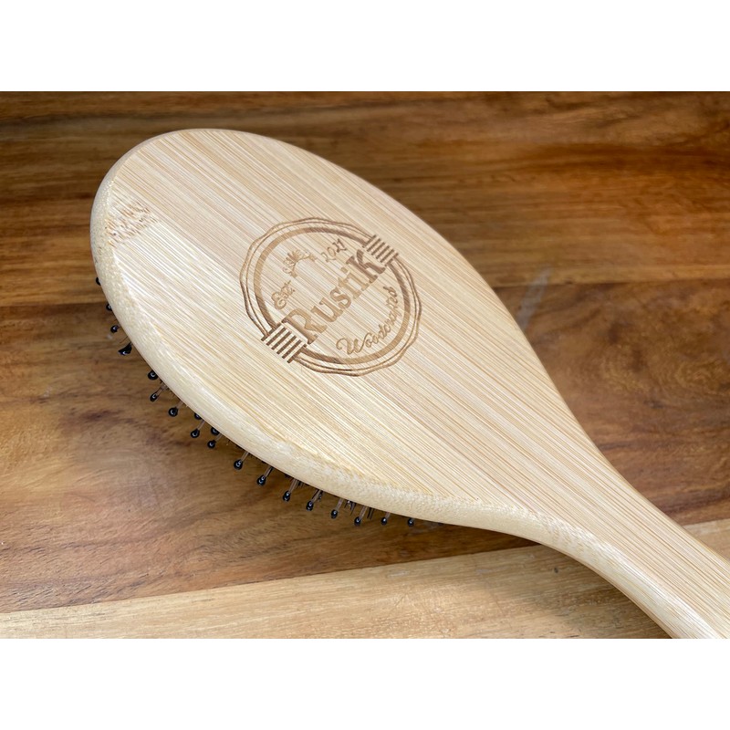 Boar Bristle Oval Hair Brush by RustiK, Eco Friendly, Detangling,