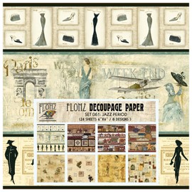 Decoupage Paper Pack (24 Sheets 6"x6") Jass Period Belle Epoque FLONZ Vintage Styled Paper for Decoupage, Craft and Scrapbooking