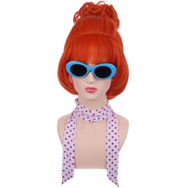 PATTNIUM Orange Wig with Bangs for Women Short Orange Red Wig Cosplay Synthetic Wig