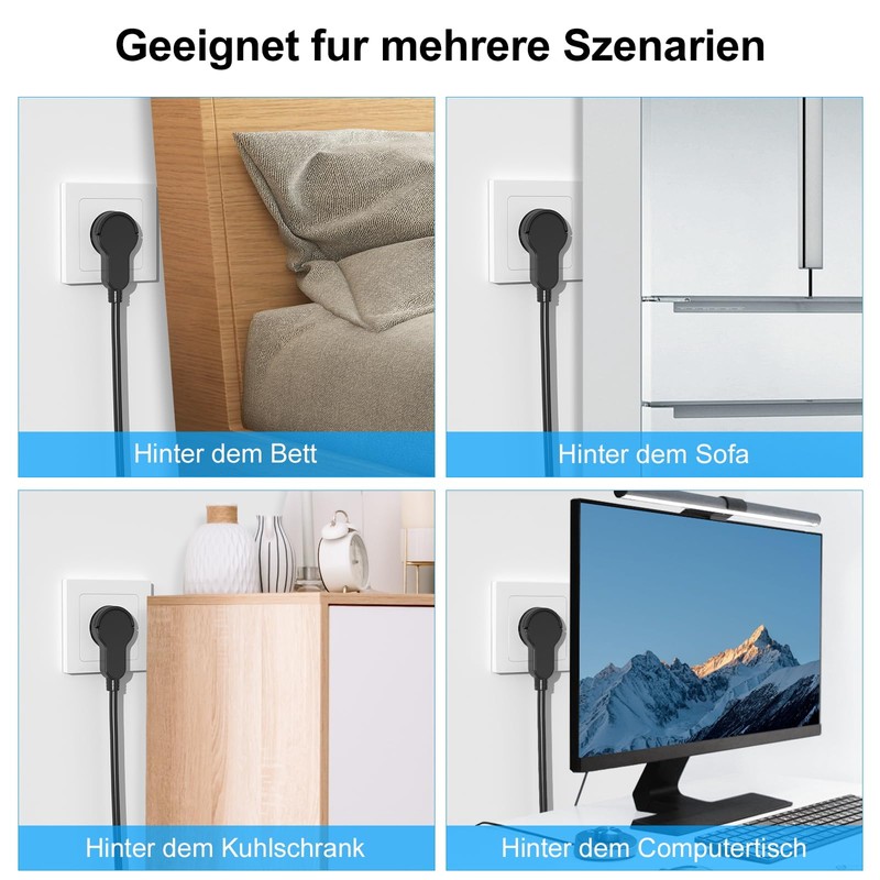 Schuko Plug Flat Extra Flat Earthing Contact Angle Plug with