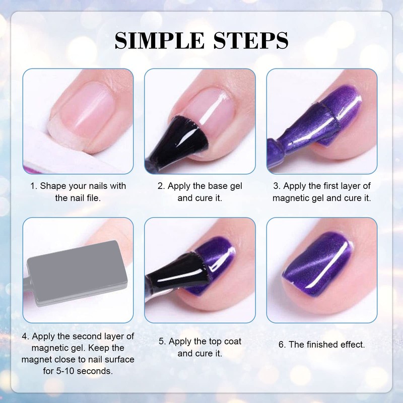 YSUVIN UV Nail Polish Magnetic 6 Colours Pink Purple Blue