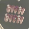 Set of 24 Nail Tips Bud Flower Decoration Line Square