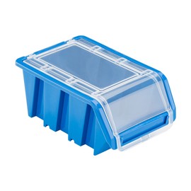 10 x Stacking Boxes with Lid, Workshop, Stacking Box, Sorting Box, 100 x 155 x 70 cm, Blue, Stackable Plastic Storage Boxes