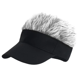 LXOrdora Mens Visor Hats with Spiked Wig Novelty Adjustable Baseball Golf Cap with Fake Hair Black Grey